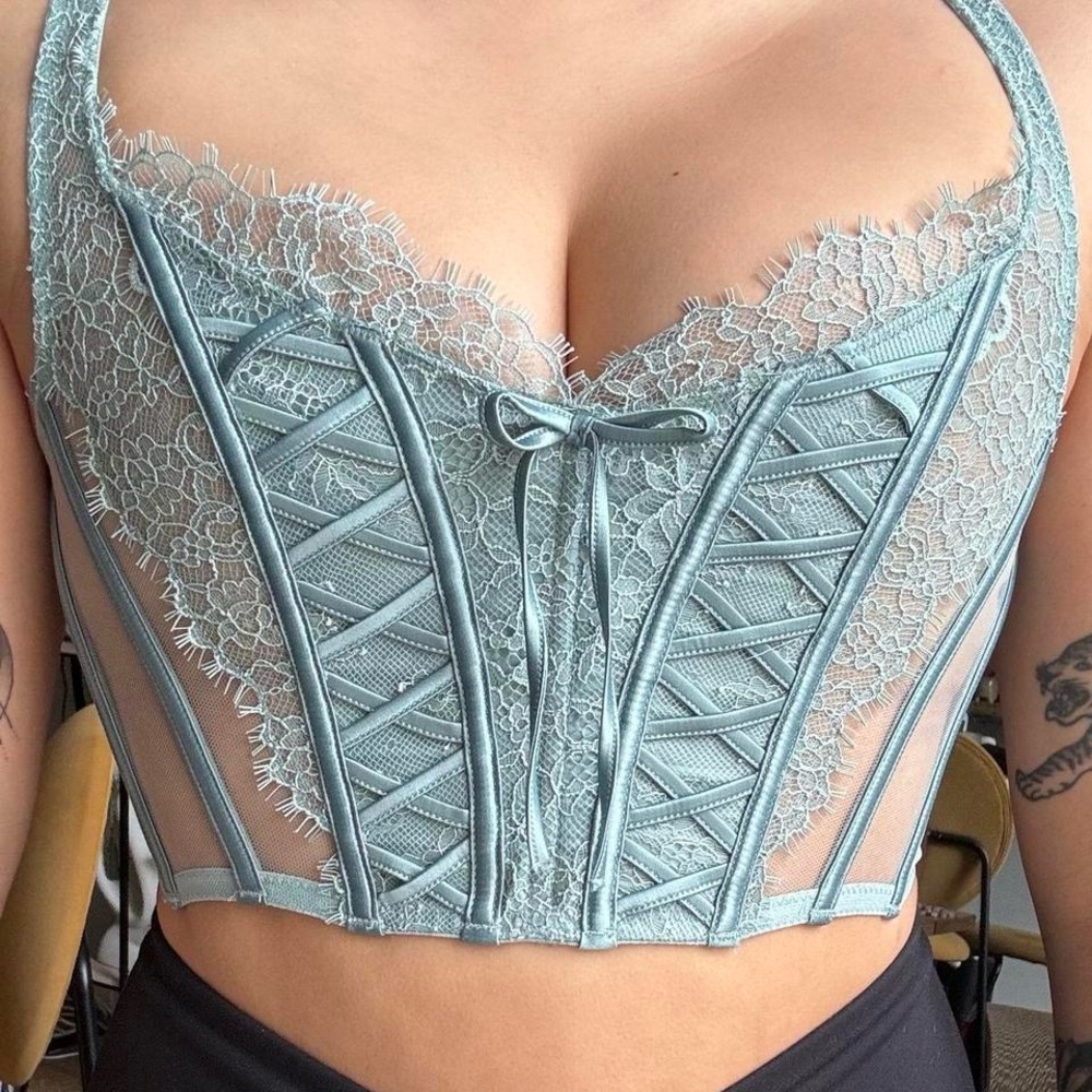 Victoria’s Secret Elegant Lace Bustier in Light Blue
